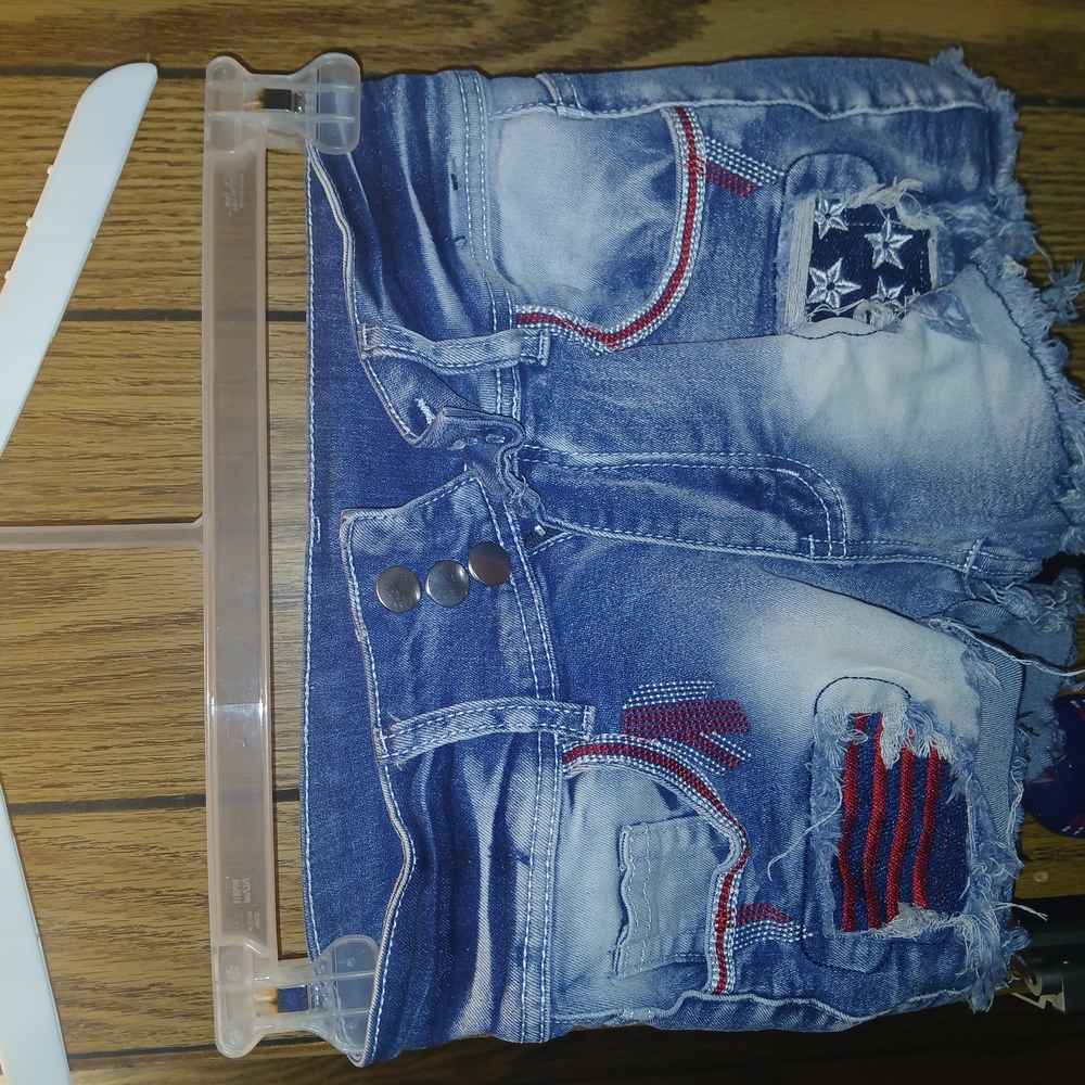 Blue Denim Shorts with Star Patch